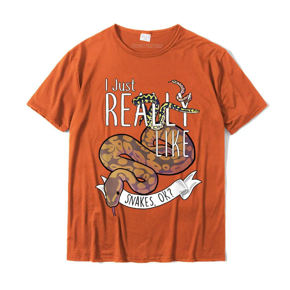 Brown Snake Print T-shirt Orange Snakes Store™