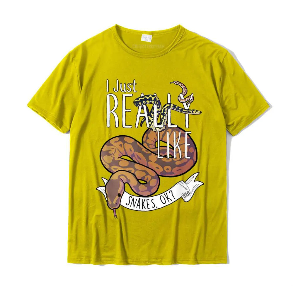 Brown Snake Print T-shirt Yellow Snakes Store™