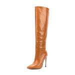 Brown Snakeskin Thigh High Boots - Vignette | Snakes Store