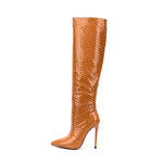 Brown Snakeskin Thigh High Boots - Vignette | Snakes Store
