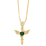 Caduceus Gold Pendant - Vignette | Snakes Store