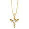 Caduceus Gold Pendant White gem 20" | 50cm Copper Snakes Store™