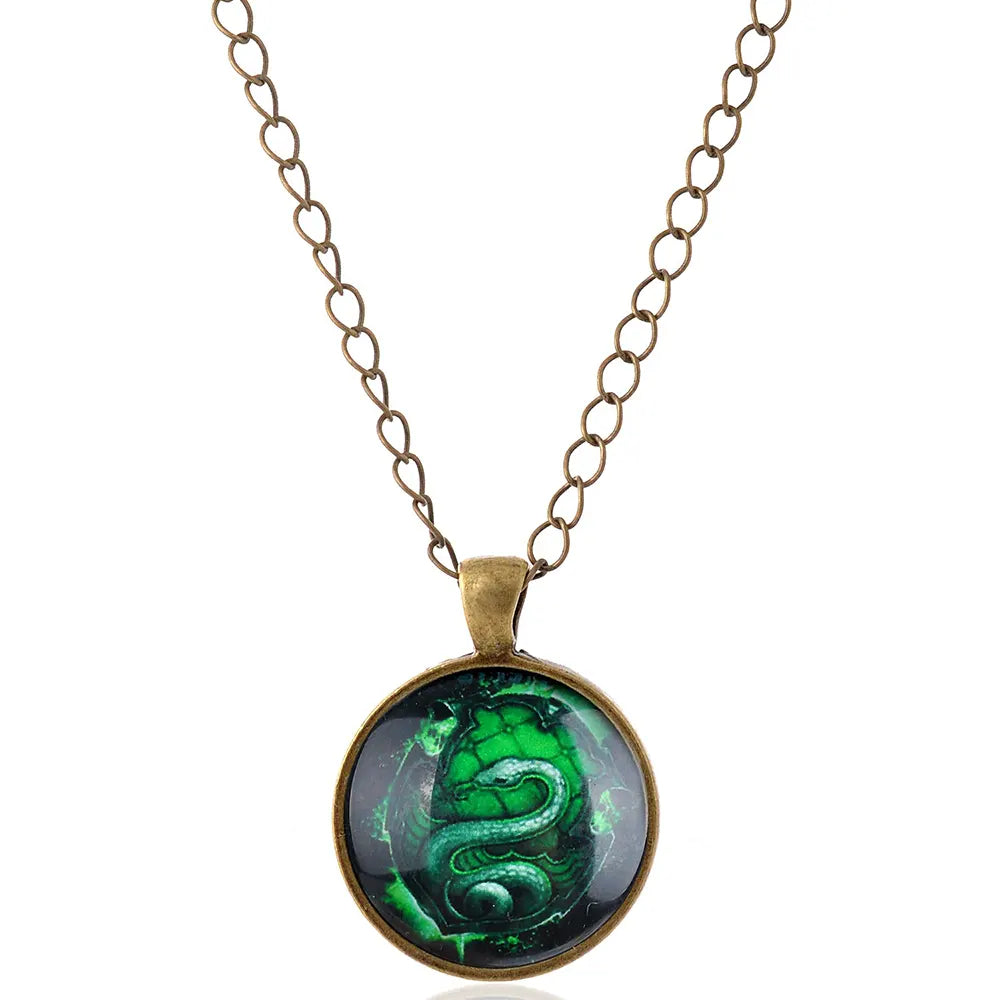 Green Snake pendant Chain Bronze 24" | 60cm Alloy Snakes Store™