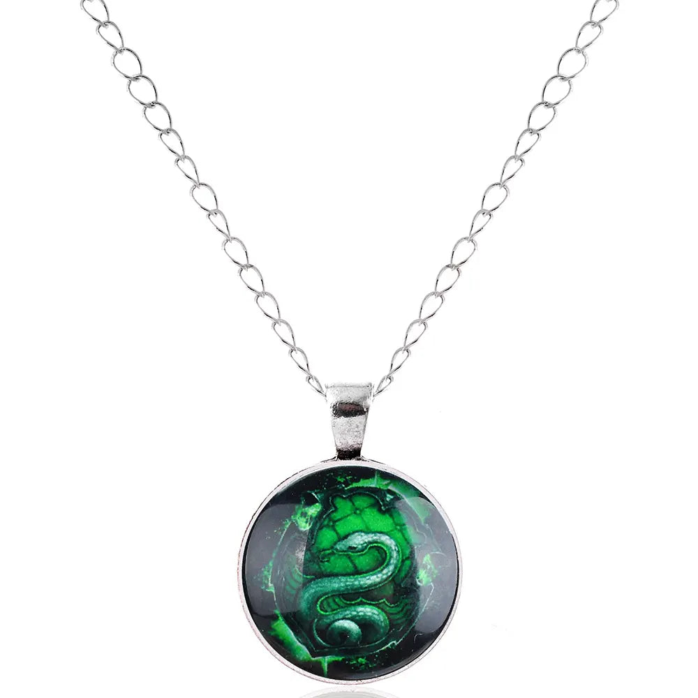 Green Snake pendant Chain Silver 24" | 60cm Alloy Snakes Store™