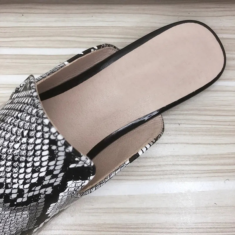 Grey Snakeskin Mules Snakes Store