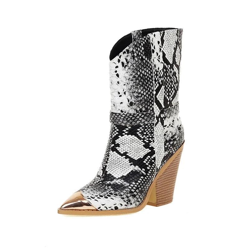 Faux snakeskin booties online