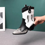 Black and White Snakeskin Cowgirl Boots - Vignette | Snakes Store