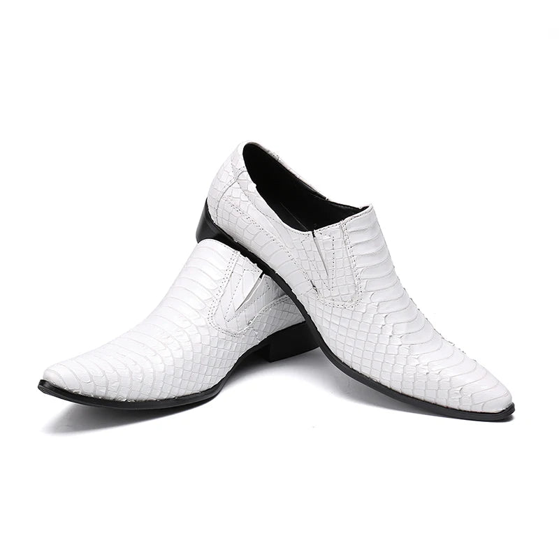 White Snakeskin Dress Shoes US 8 EU 41 White Split Leather