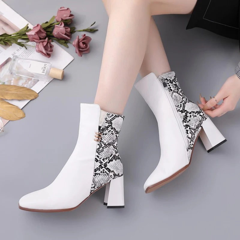 White Snakeskin Booties Snakes Store