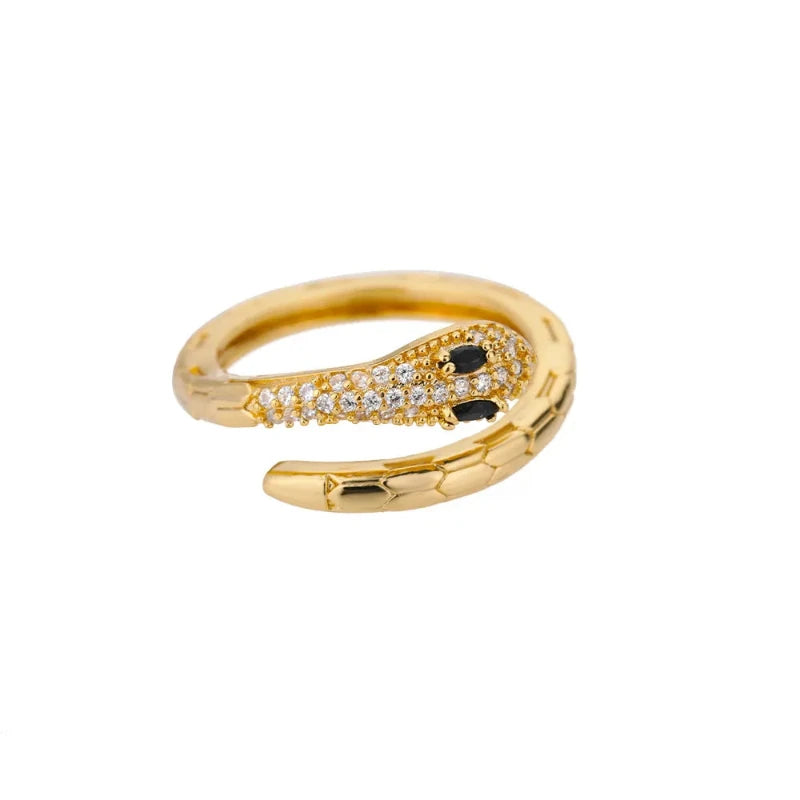 Crystal Snake Ring Gold Gold 316L Stainless Steel One fits for most Snakes Store