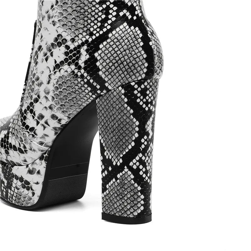 Snakeskin Block Heel Booties Snakes Store