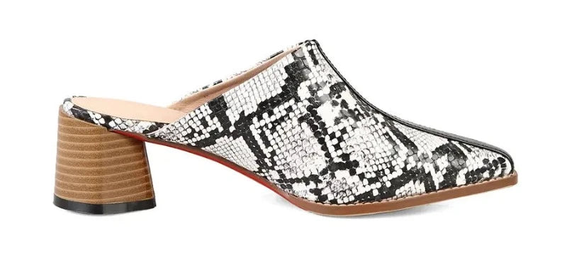 Black and White Snakeskin Mules Snakes Store