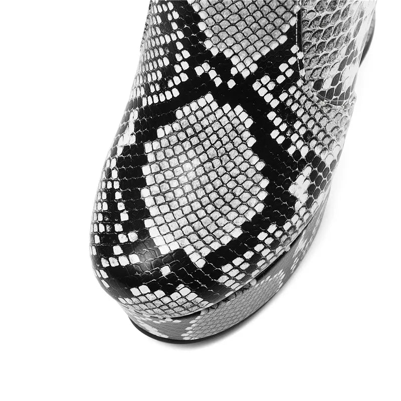 Snakeskin Block Heel Booties Snakes Store