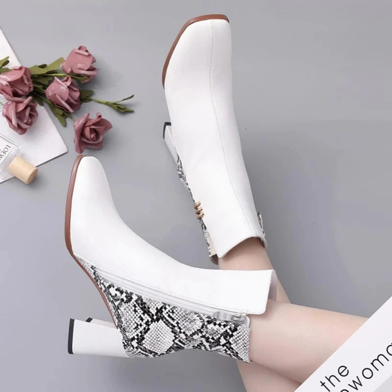 White Snakeskin Booties Snakes Store