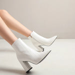 White Snake Print Booties - Vignette | Snakes Store