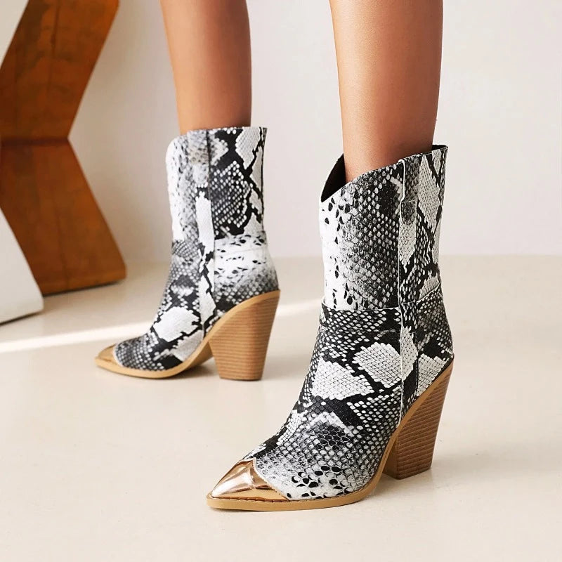 Faux Snakeskin Booties Snakes Store