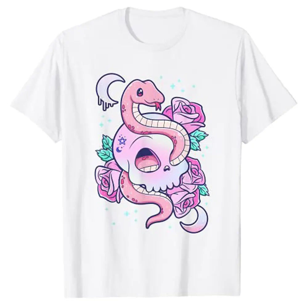 Pink Snake Print T-shirt White Snakes Store™