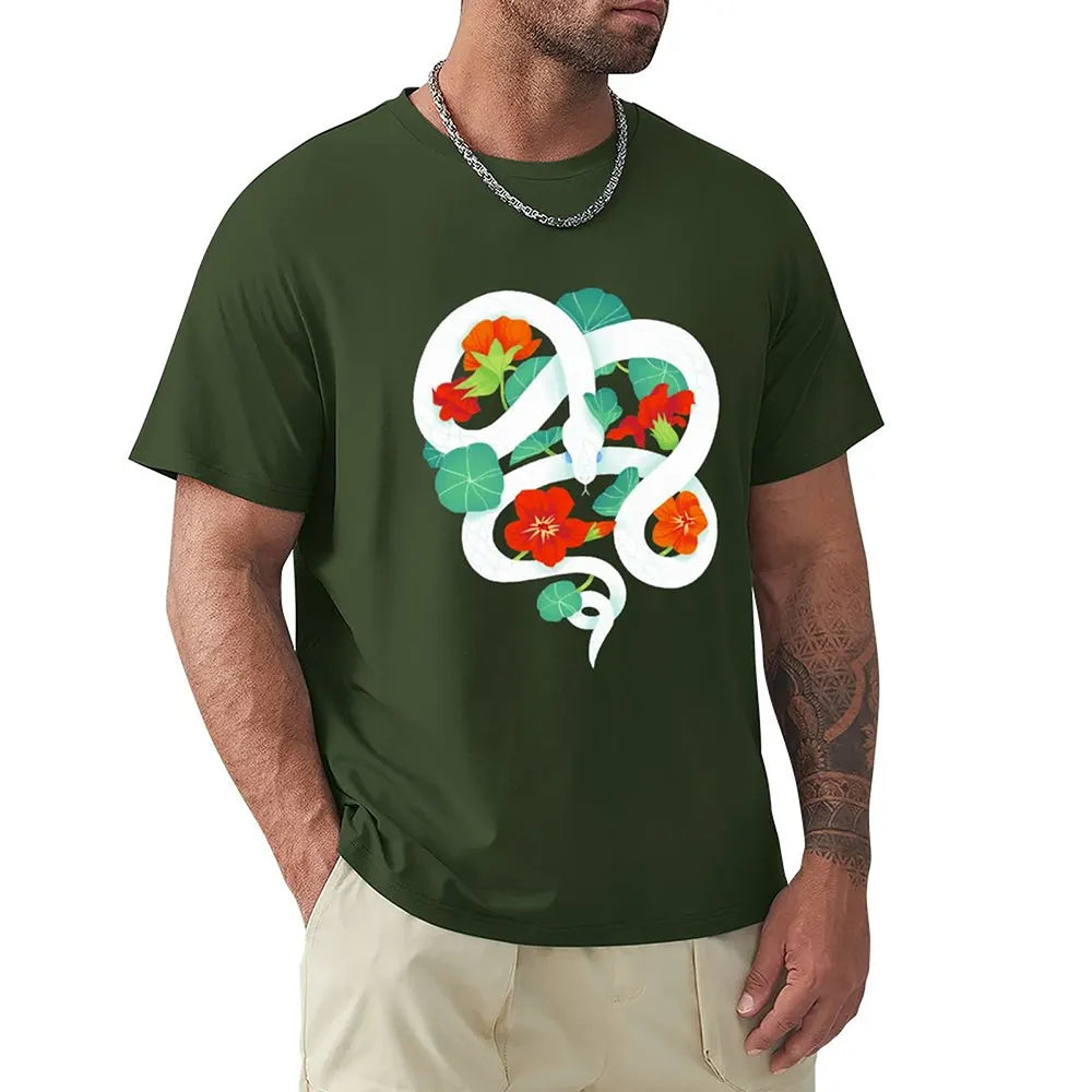 Plus Size Snake Print T-shirt Green Snakes Store™