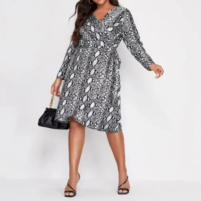Snake print dress grey sale