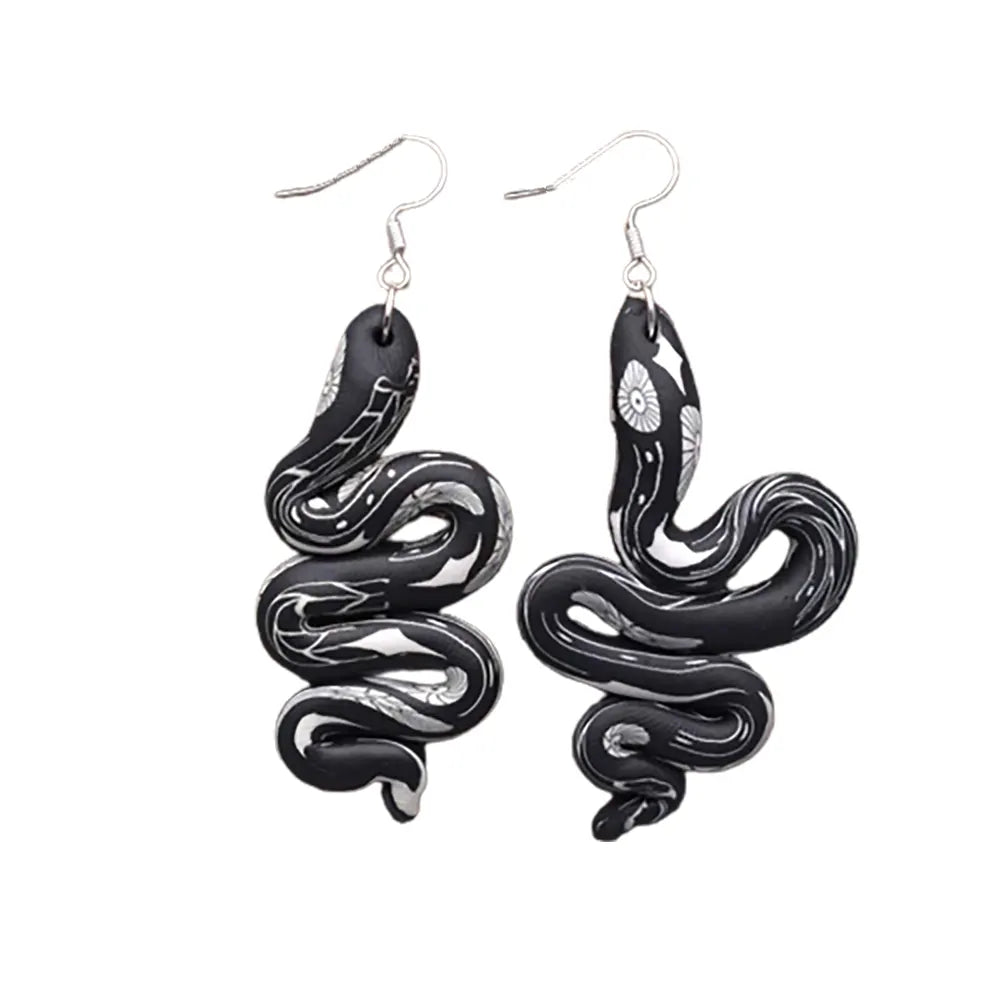 Polymer Clay Snake Earrings Black Fits for all Alloy Snakes Store™