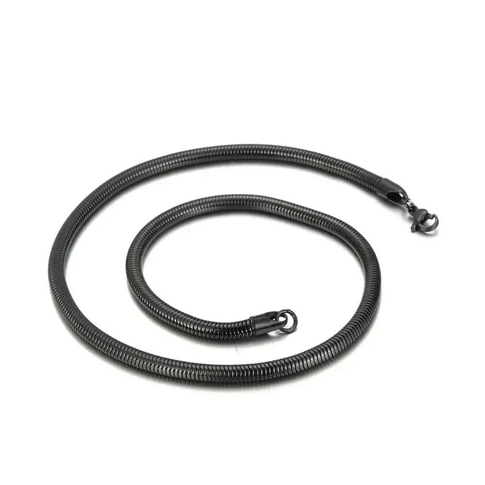Round Snake Chain Black 316L Stainless Steel Snakes Store™