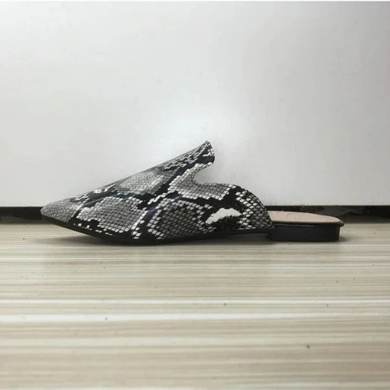 Grey Snakeskin Mules Snakes Store