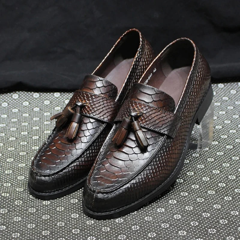 Brown Snake Tassel Loafers | Snakes Store™ display picture 2