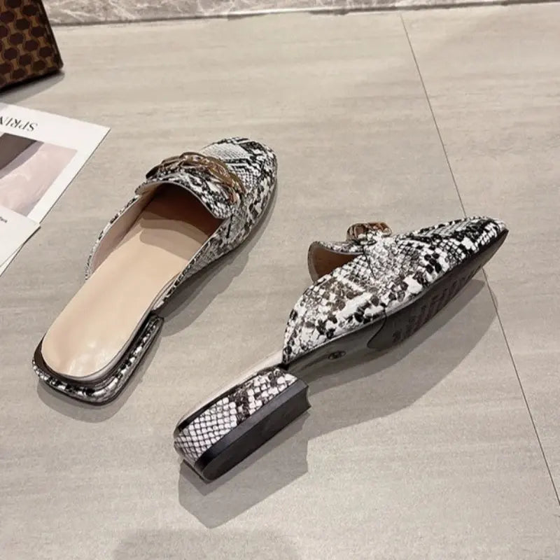Snakeskin Flat Mules Snakes Store