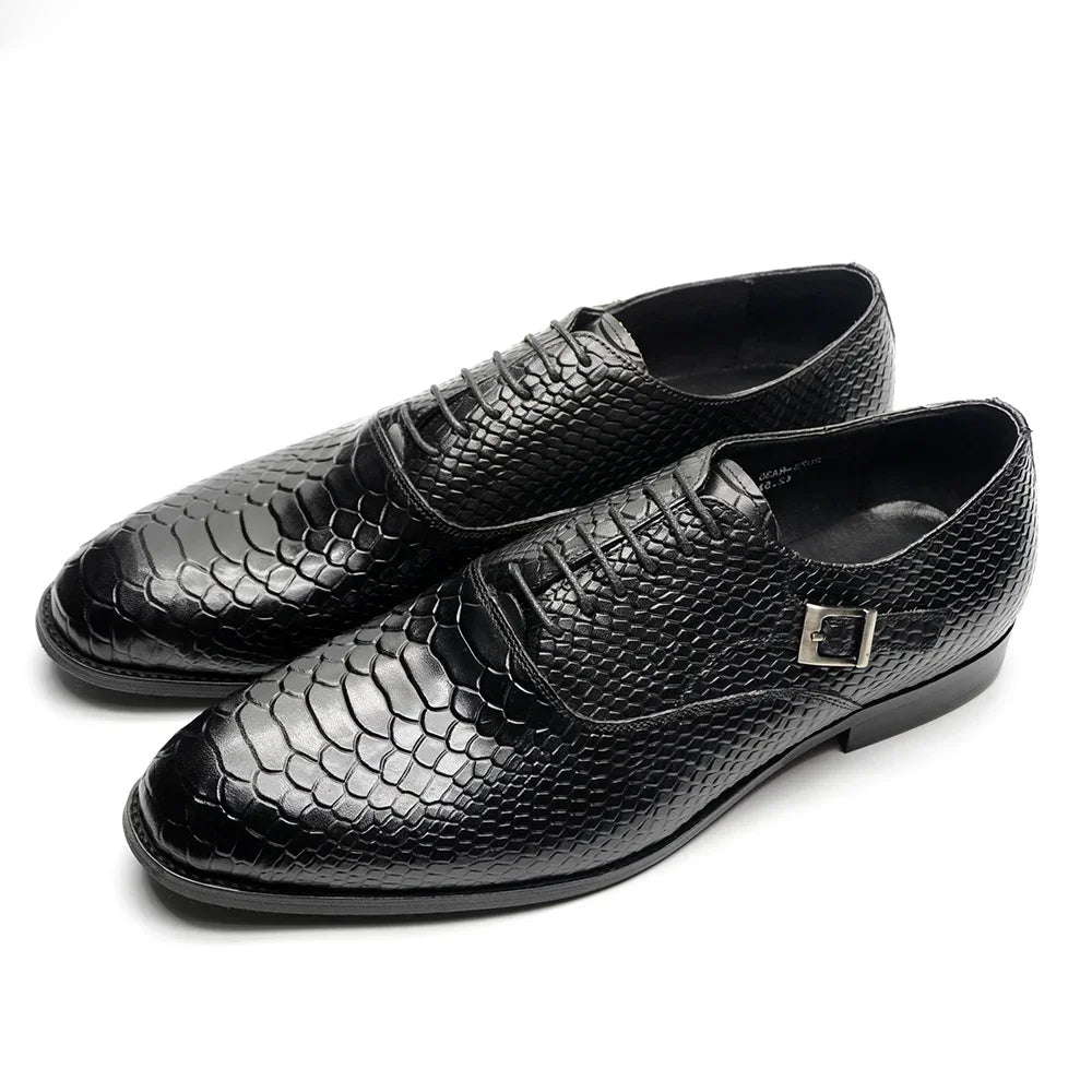 Snake Embossed Leather Shoes