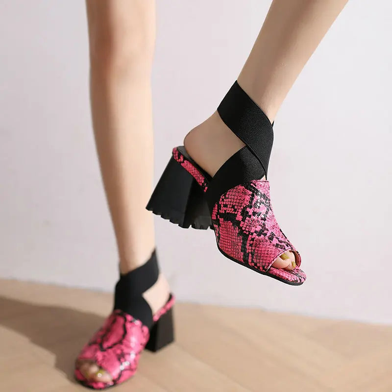 Peep Toe Snakeskin Heels Snakes Store