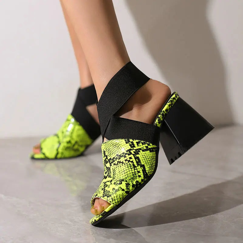 Snake Peep-toe Pumps Sandal Latin Shoes Stiletto Heel Boots