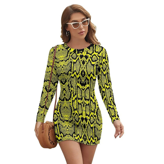 Yellow Snake Print Dress