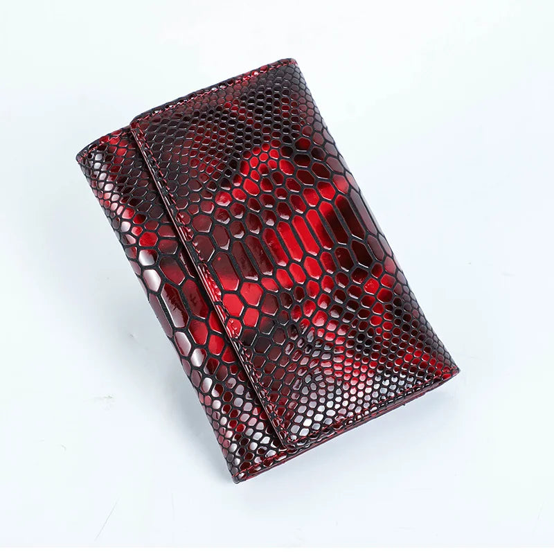 Women's Snake Skin Wallet Red Short Snakes Store
