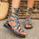 Snake Print Lace Up Sandals - Vignette | Snakes Store