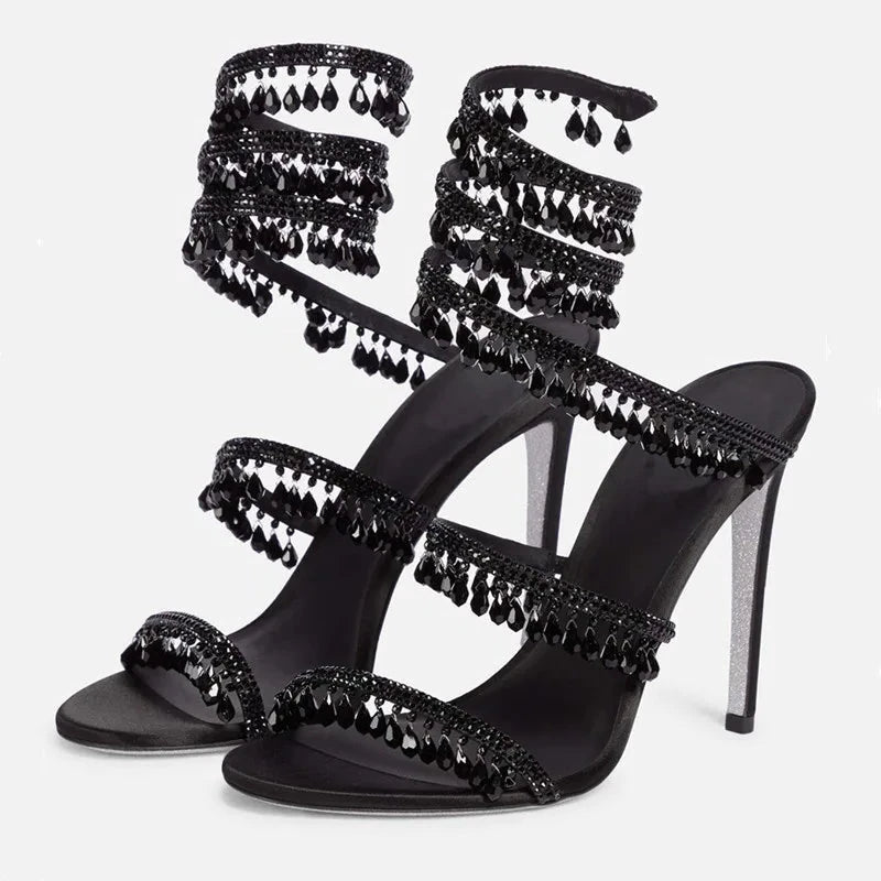 Snakeskin Gladiator Sandals Black Snakes Store