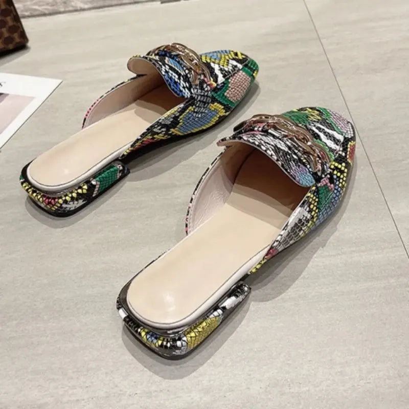 Snakeskin Flat Mules Snakes Store