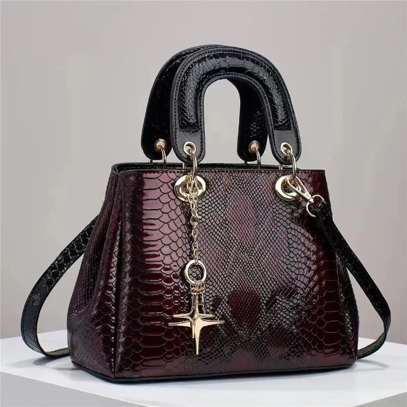 Snake Print Crossbody Bag Red 26x12x18cm Snakes Store