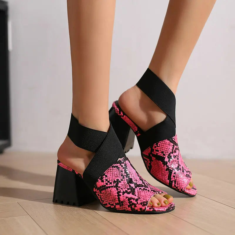 Peep Toe Snakeskin Heels Snakes Store