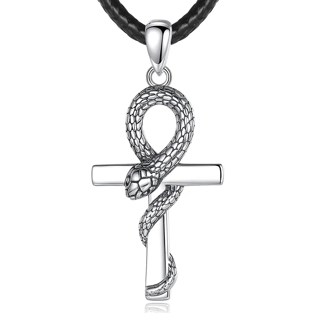 Snake Ankh Pendant 24" | 60cm (rope) Silver 925 Sterling Silver Snakes Store™