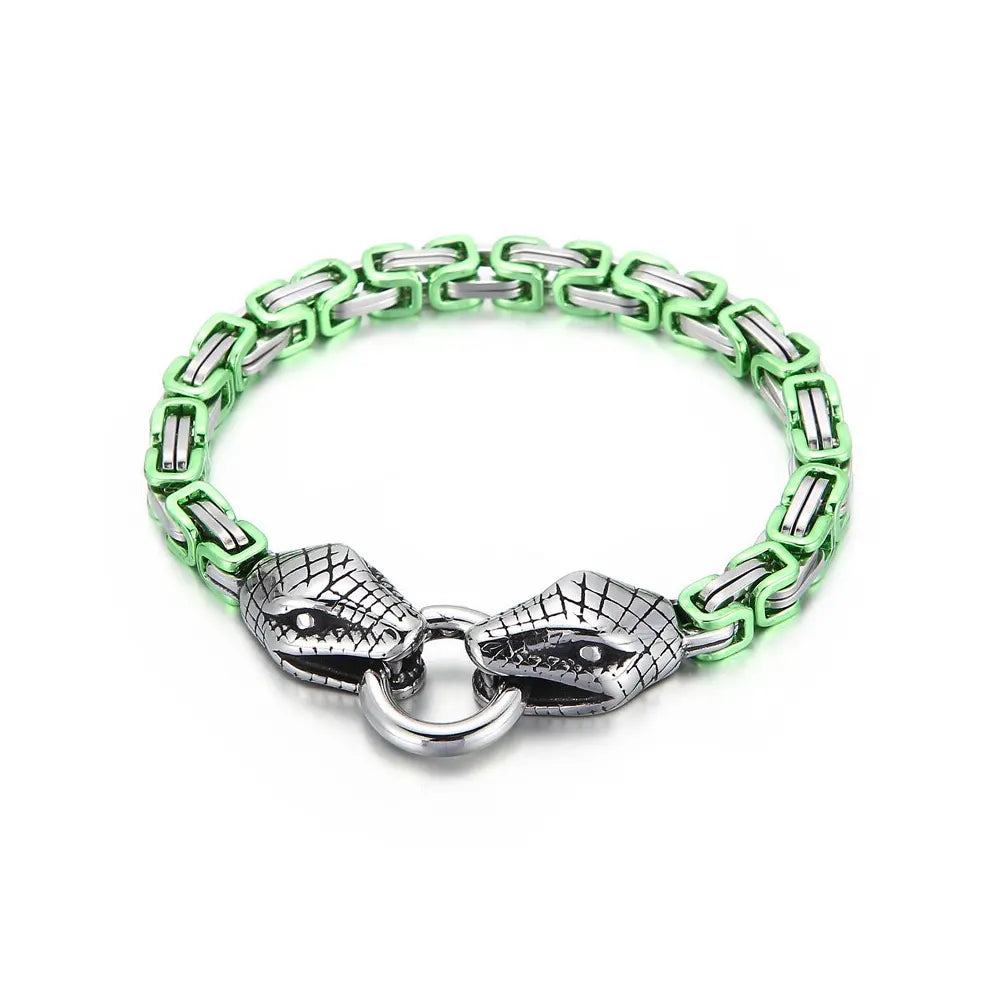 Snake Design Bracelet Green 8" | 21cm 316L Stainless Steel Snakes Store™
