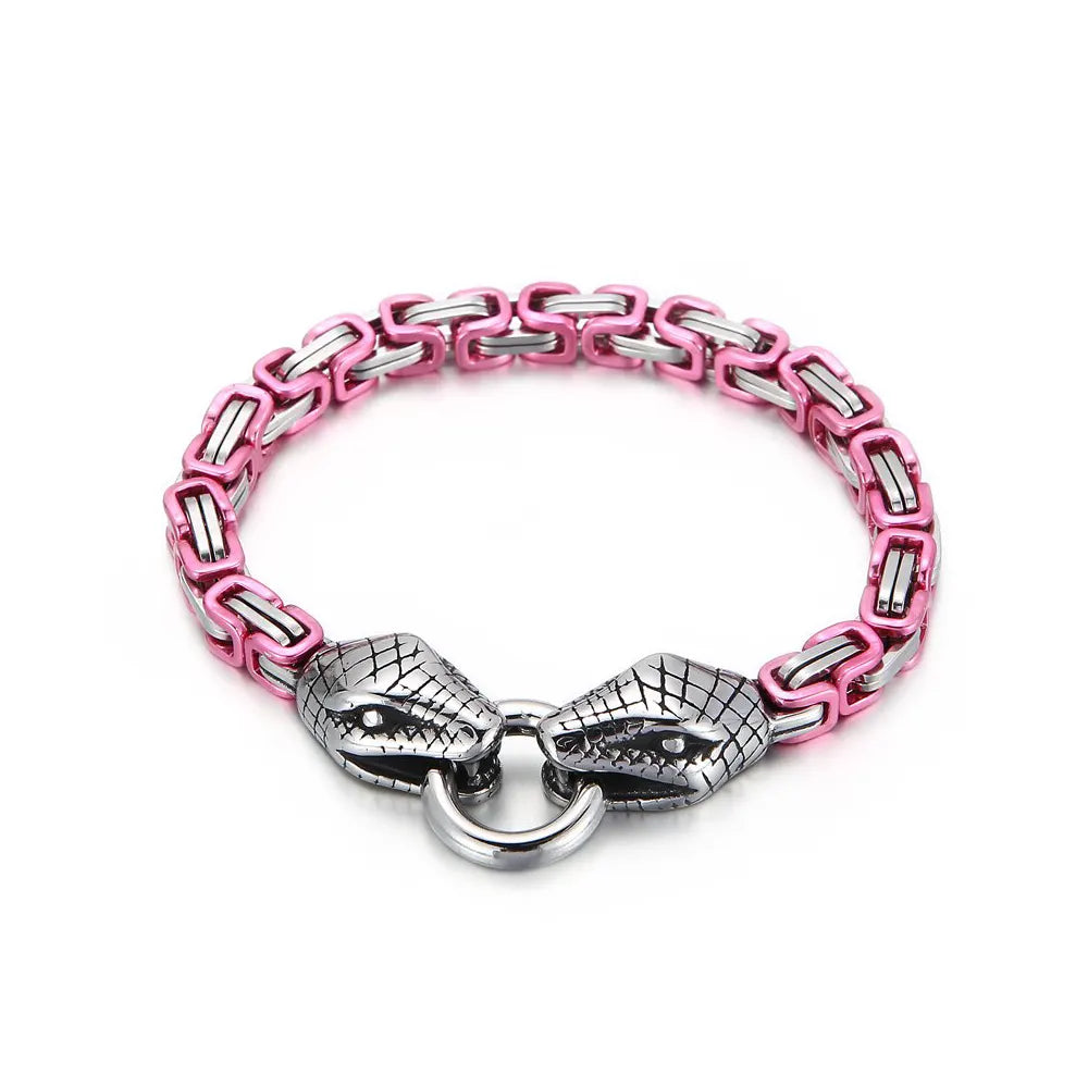 Snake Design Bracelet Pink 8" | 21cm 316L Stainless Steel Snakes Store™