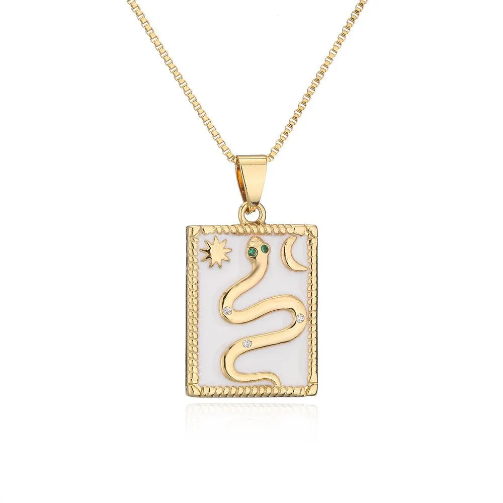 Snake Pendant Copper Gold White 18" | 45cm Copper Snakes Store™