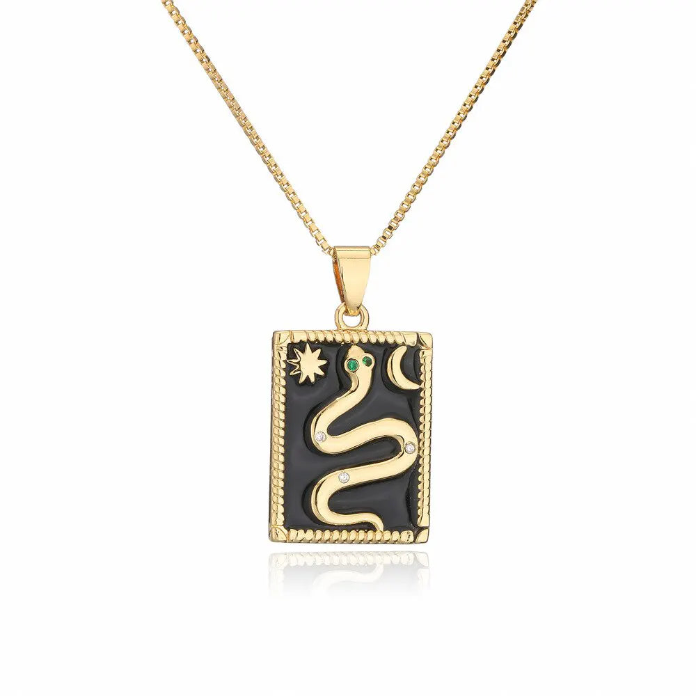 Snake Pendant Copper Gold Black 18" | 45cm Copper Snakes Store™