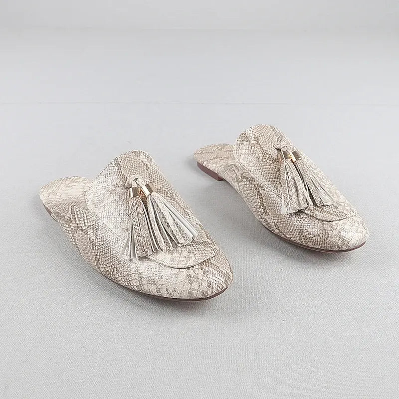 Snake Print Flat Mules Snakes Store