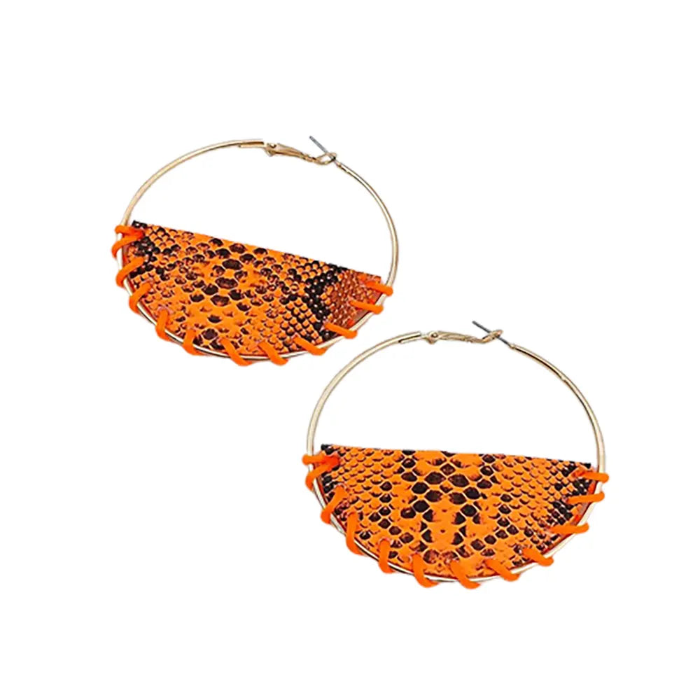 Snakeskin Hoop Earrings Orange Fits for all Alloy Snakes Store™