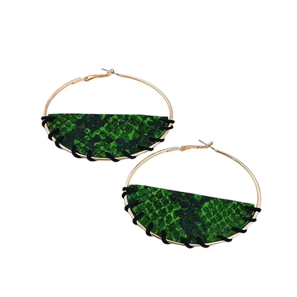 Snakeskin Hoop Earrings Green Fits for all Alloy Snakes Store™