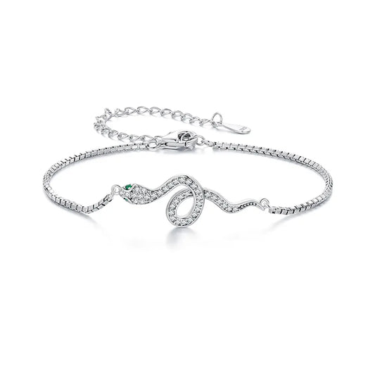 Sterling Silver Snake Chain Charm Bracelet 925 Sterling Silver Snakes Store™