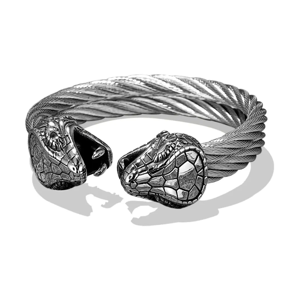 Viking Snake Head Bracelet Mouth closed Fits for all 316L Stainless Steel Snakes Store™