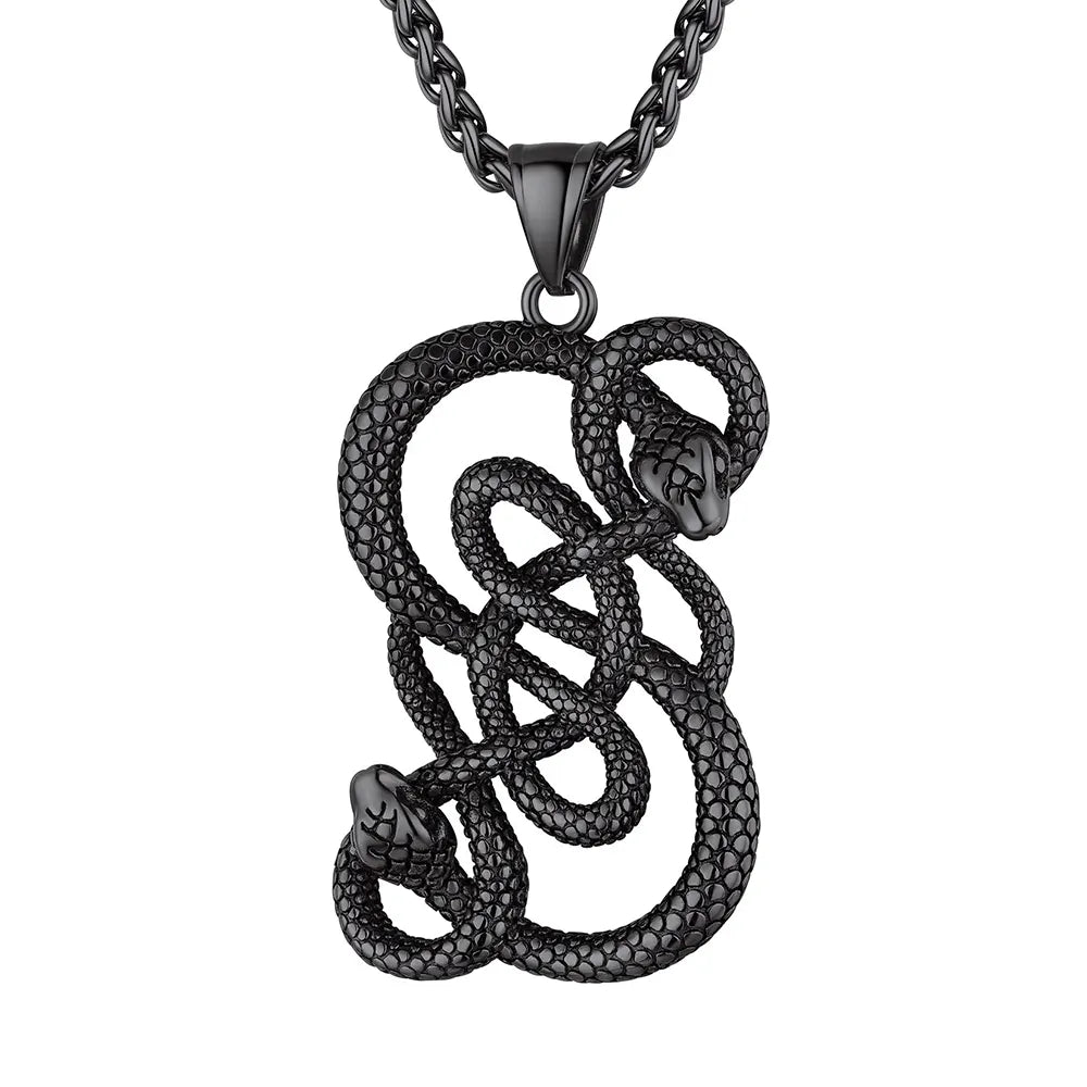 Viking Snake Necklace Black 22" | 55cm 316L Stainless Steel Snakes Store™