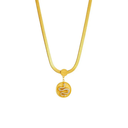 White Gold Snake Pendant White Gold 16" | 40cm 316L Stainless Steel Snakes Store™